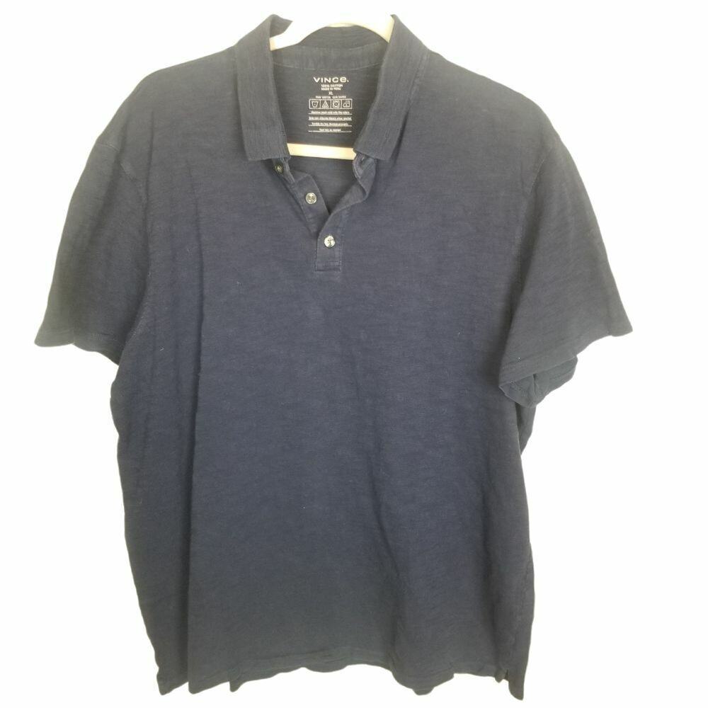 Vince Mens Navy Polo Shirt Size XL Minimalist Business Casual Designer Cotton